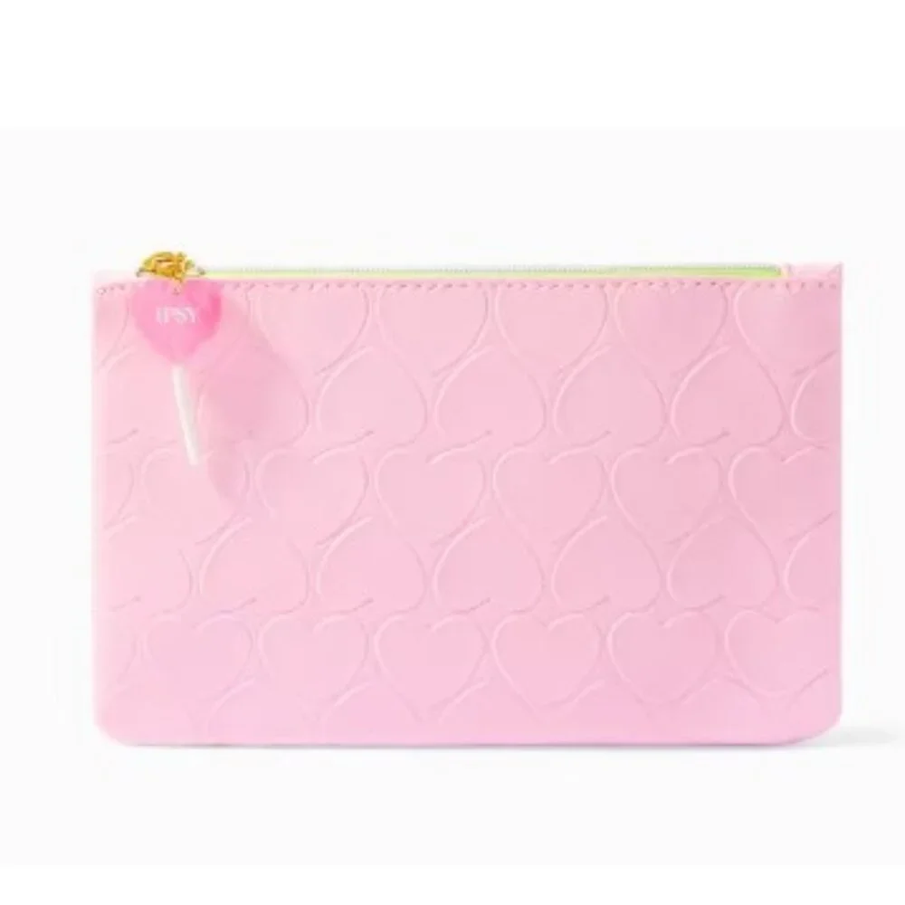 Pink Makeup Bag - Candy-Heart Pattern